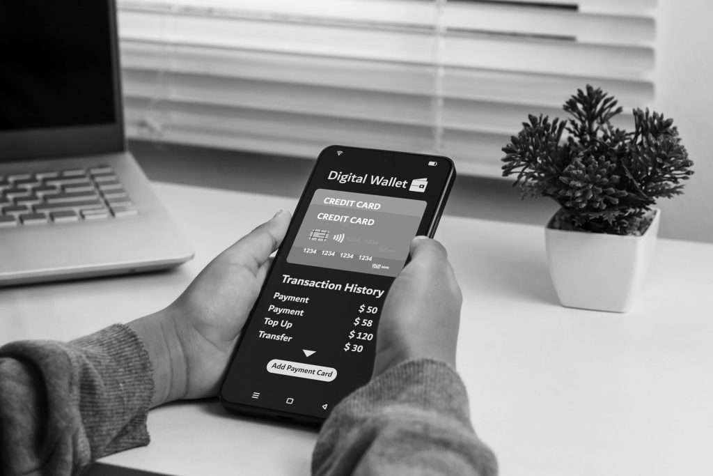 Digital Wallet Credit Card showing transaction History by Usio